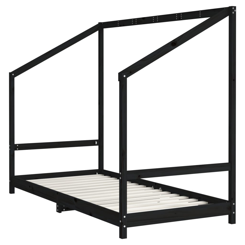Barnesengeramme svart 90x190 cm heltre furu
