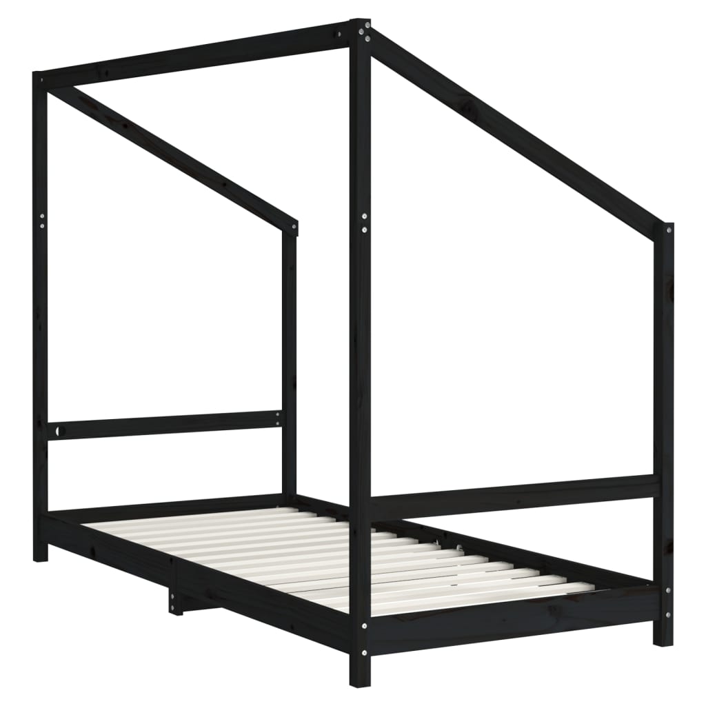 Barnesengeramme svart 90x190 cm heltre furu
