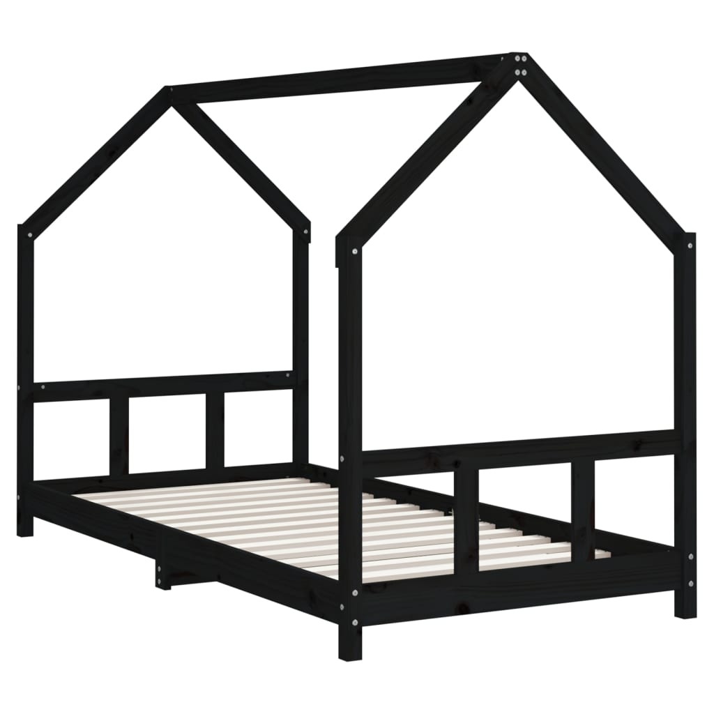 Barnesengeramme svart 90x190 cm heltre furu