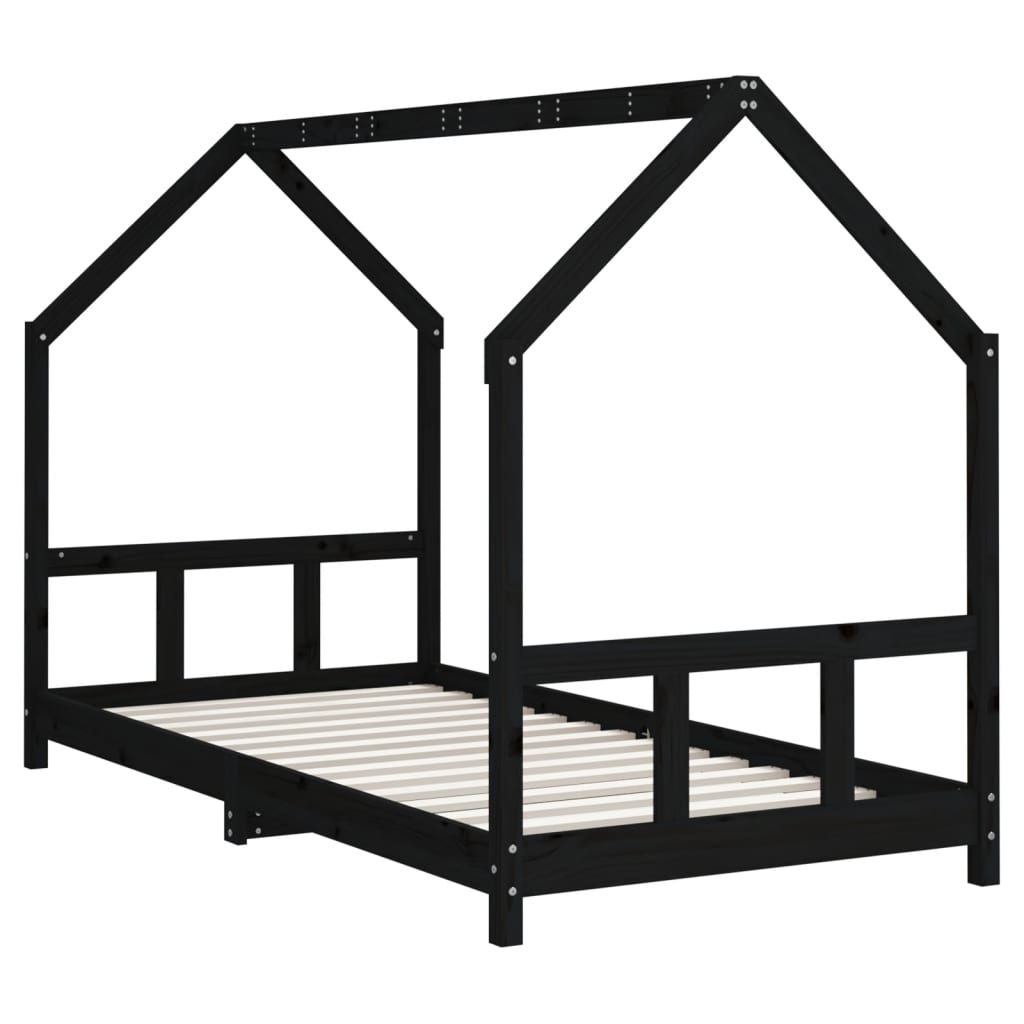 Barnesengeramme svart 90x190 cm heltre furu