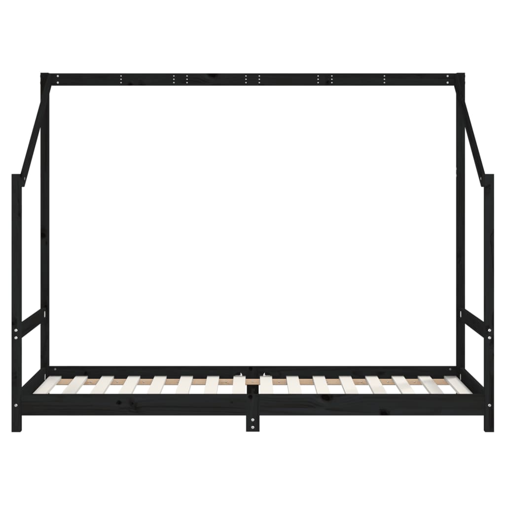 Barnesengeramme svart 2x(90x200) cm heltre furu