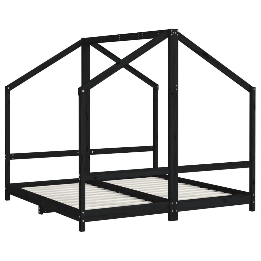 Barnesengeramme svart 2x(80x160) cm heltre furu