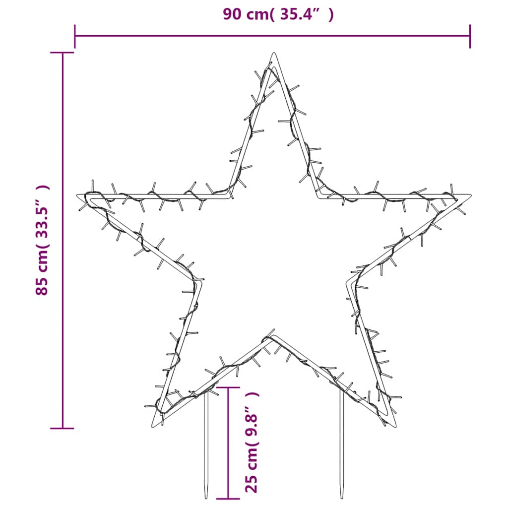 Julelysdekorasjon med pigger stjerne 115 LEDs 85 cm