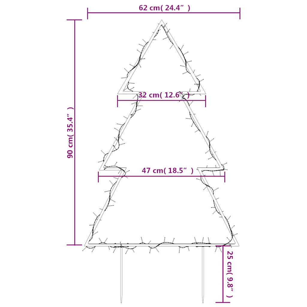 Julelysdekorasjon med plugger tre 115 LEDs 90 cm