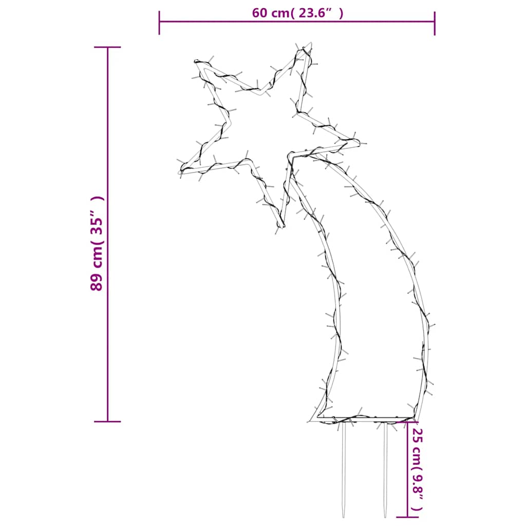 Julelysdekorasjon med pigger meteor 115 LEDs 89 cm