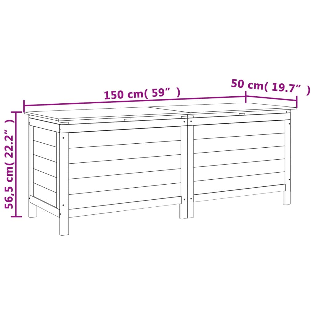 Putekasse antrasitt 150x50x56,5 cm heltre gran