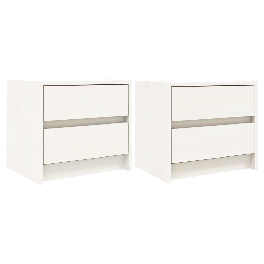 Nattbord 2 stk hvit 40x31x35,5 cm heltre furu