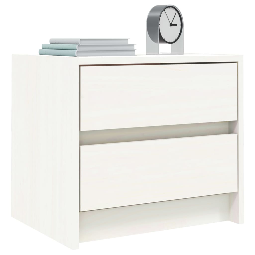 Nattbord 2 stk hvit 40x31x35,5 cm heltre furu