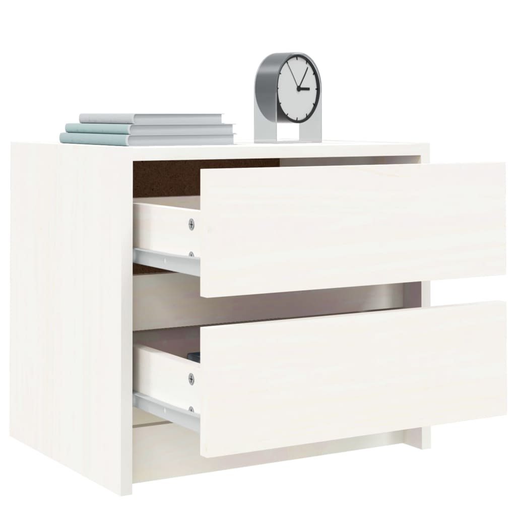 Nattbord 2 stk hvit 40x31x35,5 cm heltre furu
