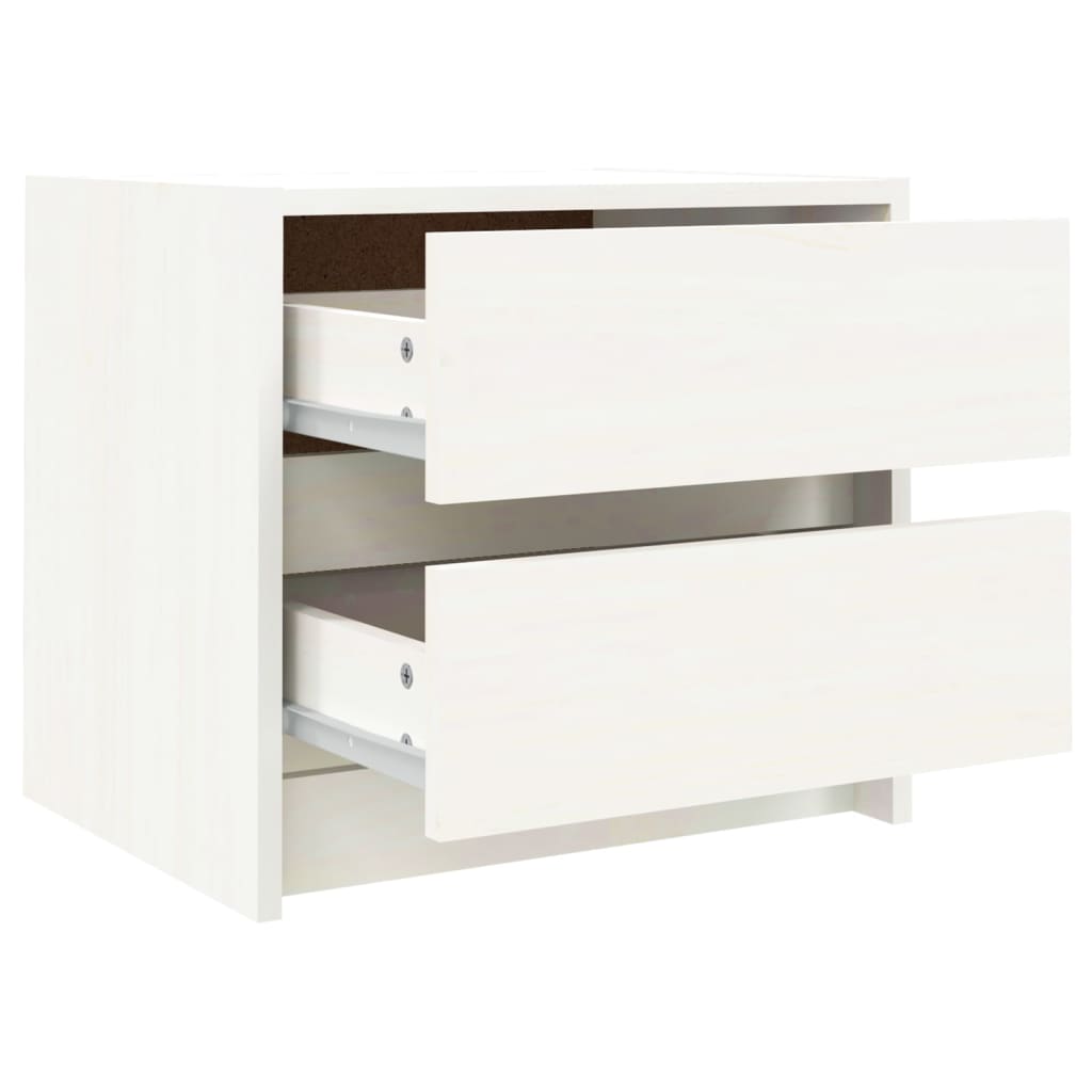 Nattbord 2 stk hvit 40x31x35,5 cm heltre furu