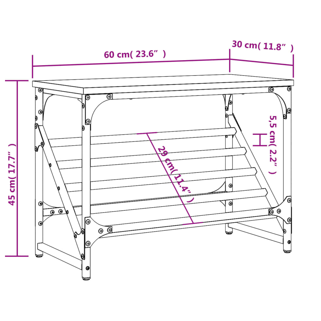 Skohylle brun eik 60x30x45 cm konstruert tre