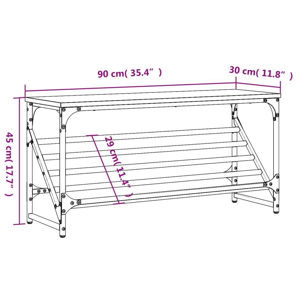 Skohylle sonoma eik 90x30x45 cm konstruert tre