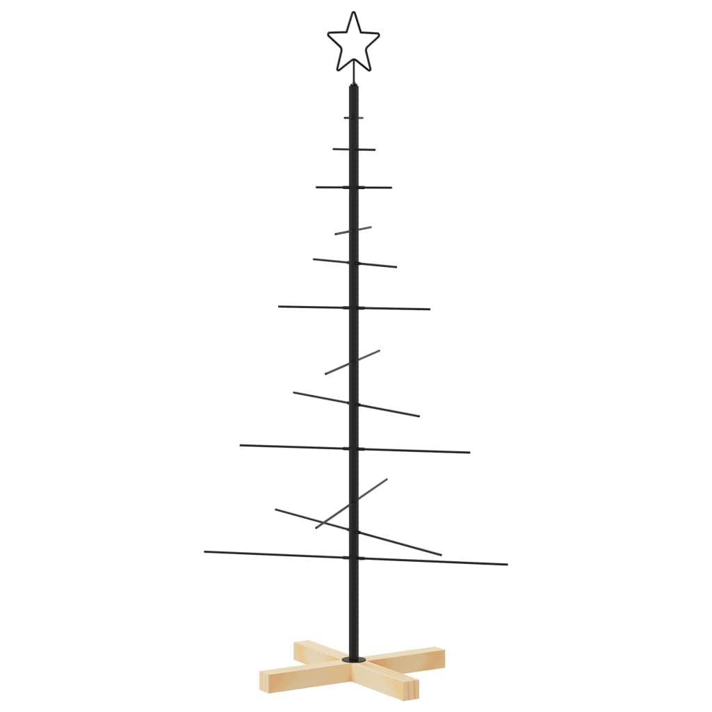 Juletre til dekorasjon med trebunn metall svart 120 cm