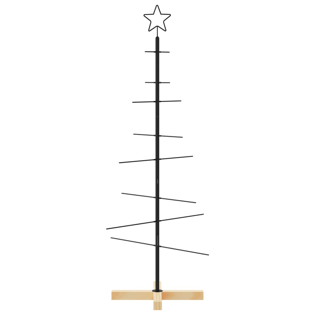 Juletre til dekorasjon med trebunn metall svart 120 cm