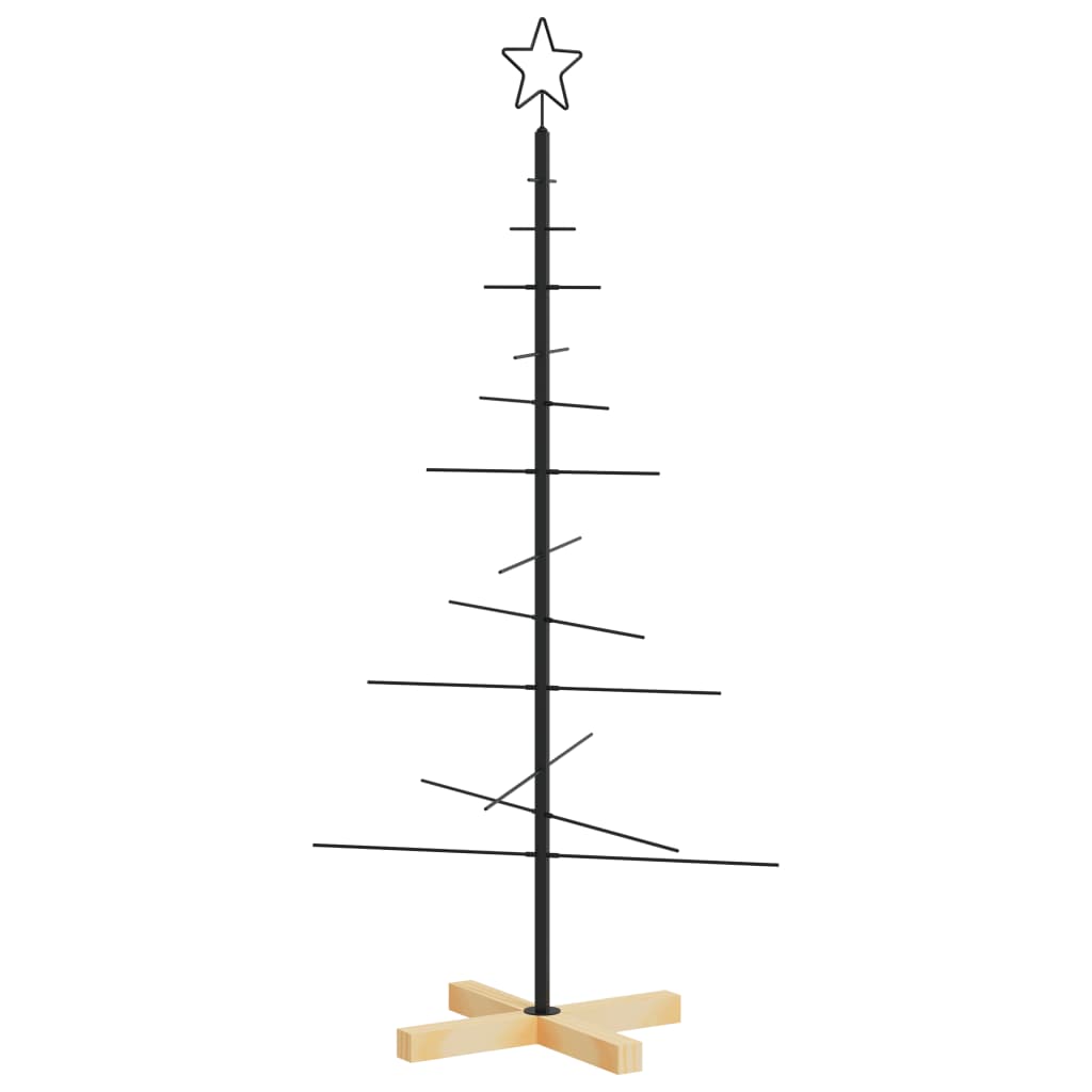 Juletre til dekorasjon med trebunn metall svart 120 cm