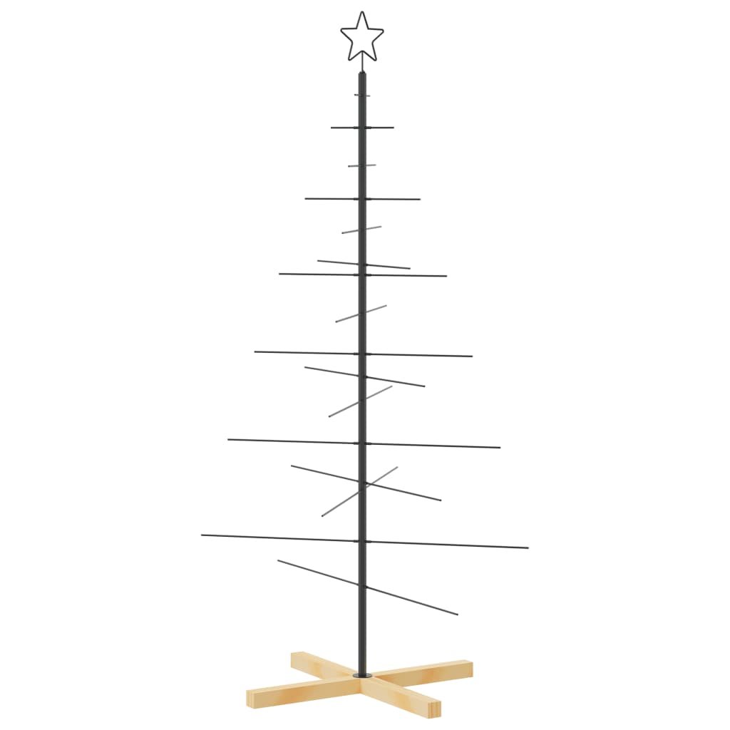 Juletre til dekorasjon med trebunn metall svart 150 cm