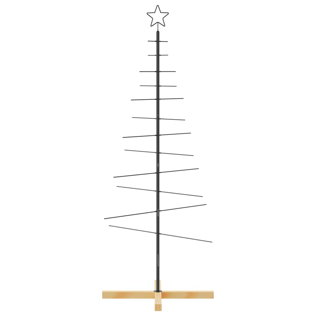 Juletre til dekorasjon med trebunn metall svart 150 cm