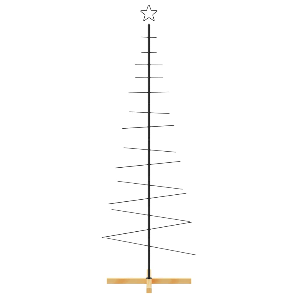 Juletre til dekorasjon med trebunn metall svart 180 cm