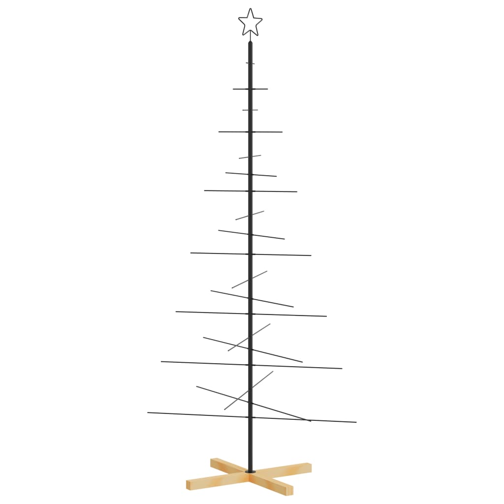 Juletre til dekorasjon med trebunn metall svart 180 cm