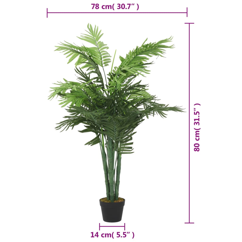 Kunstig palmetre 18 blader 80 cm grønn