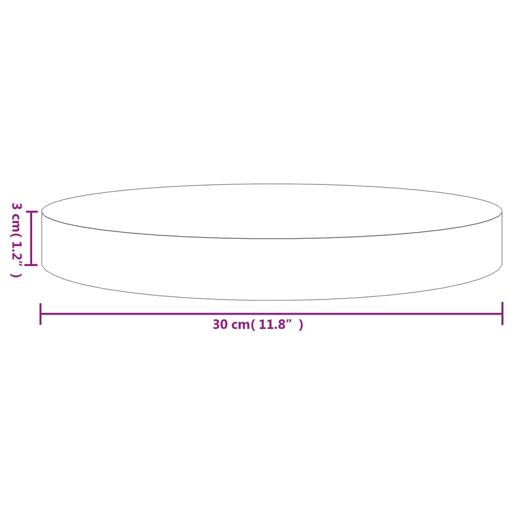 Bordplate rund hvit Ø30x3 cm heltre furu