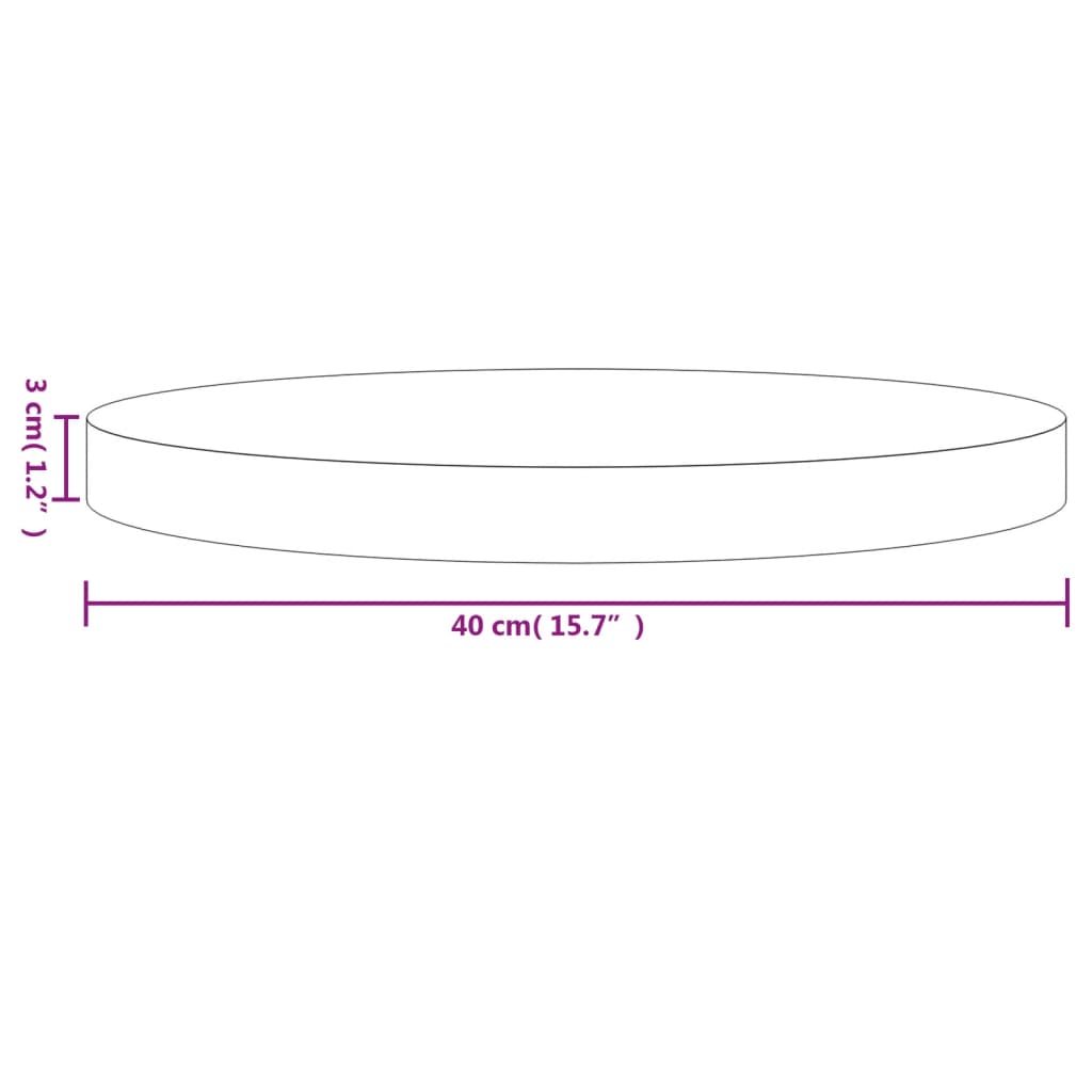Bordplate rund Ø40x3 cm heltre furu