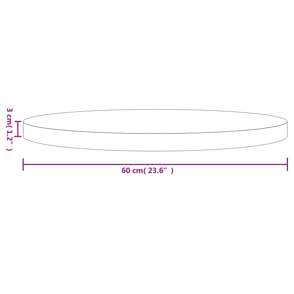 Bordplate rund hvit Ø60x3 cm heltre furu