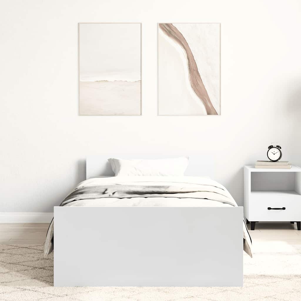 Sengeramme hvit 90x190 cm konstruert tre