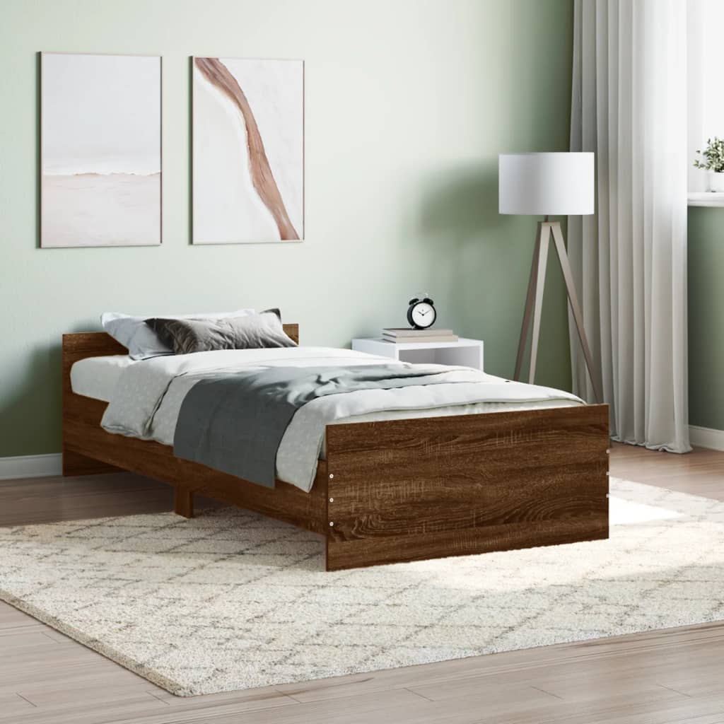 Sengeramme brun eik 90x190 cm konstruert tre