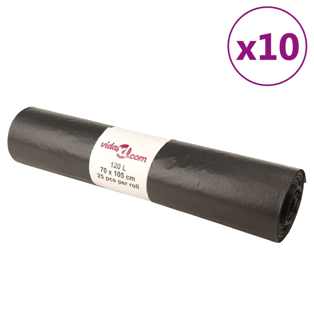 Søppelposer 250 stk svart 120 L
