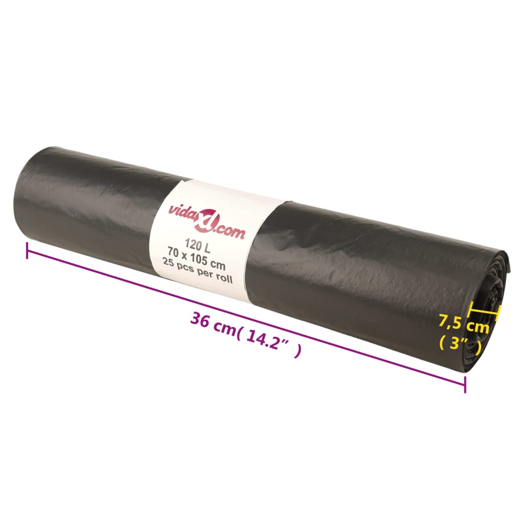Søppelposer 250 stk svart 120 L