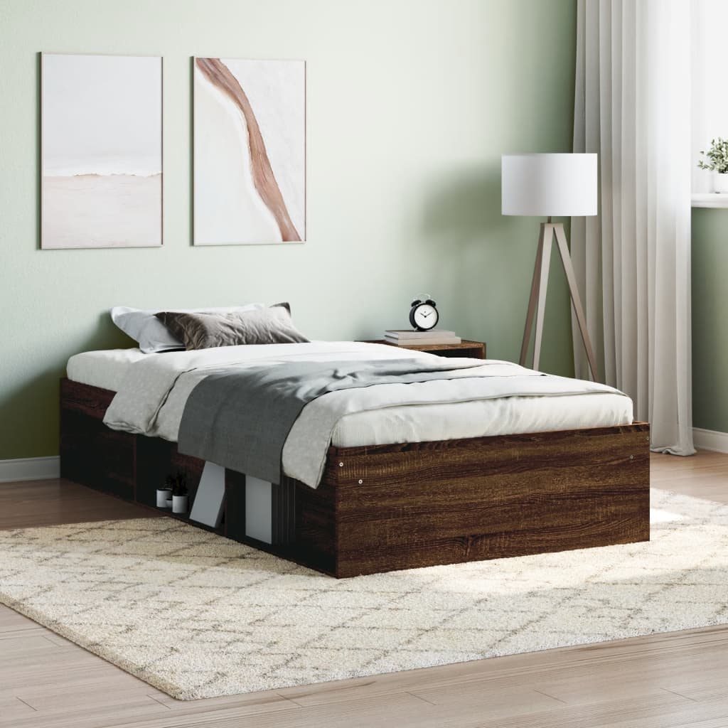 Sengeramme brun eik 90x190 cm