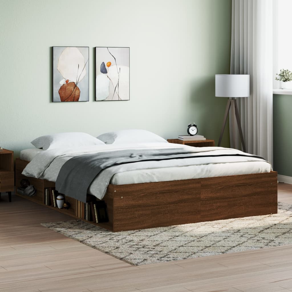 Sengeramme brun eik 140x200 cm