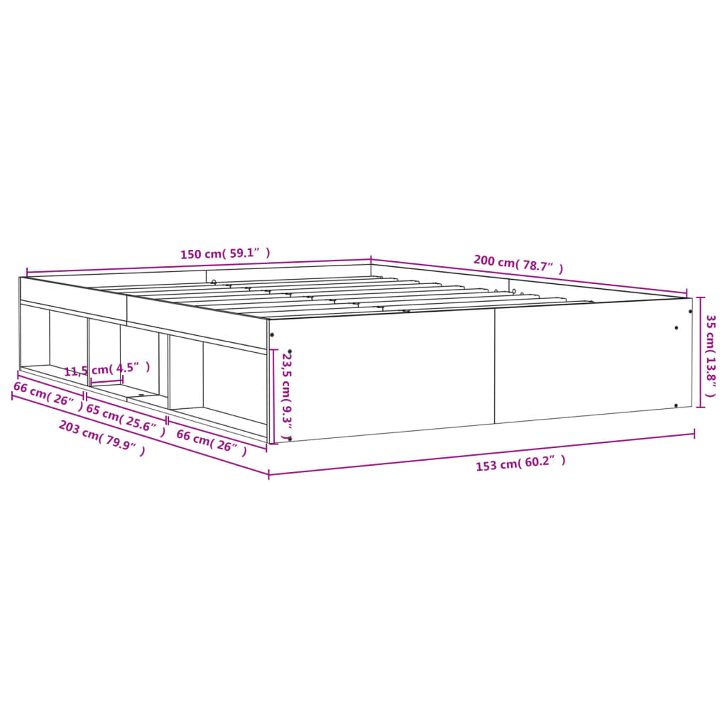 Sengeramme hvit 150x200 cm