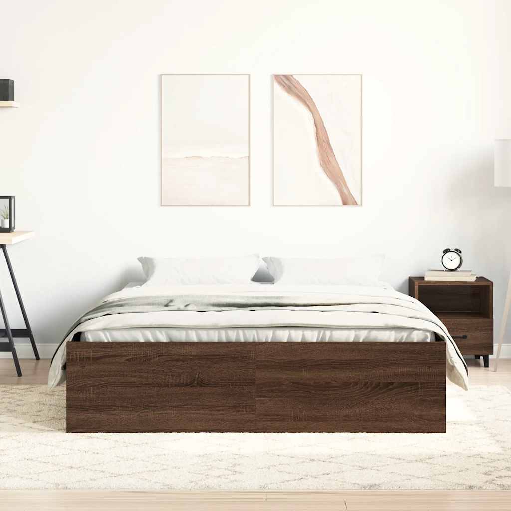 Sengeramme brun eik 140x190 cm