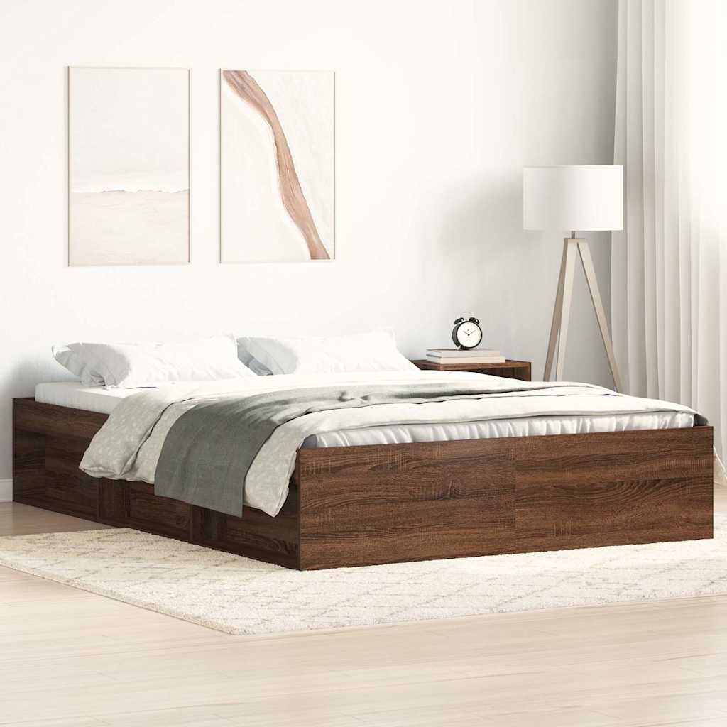 Sengeramme brun eik 135x190 cm