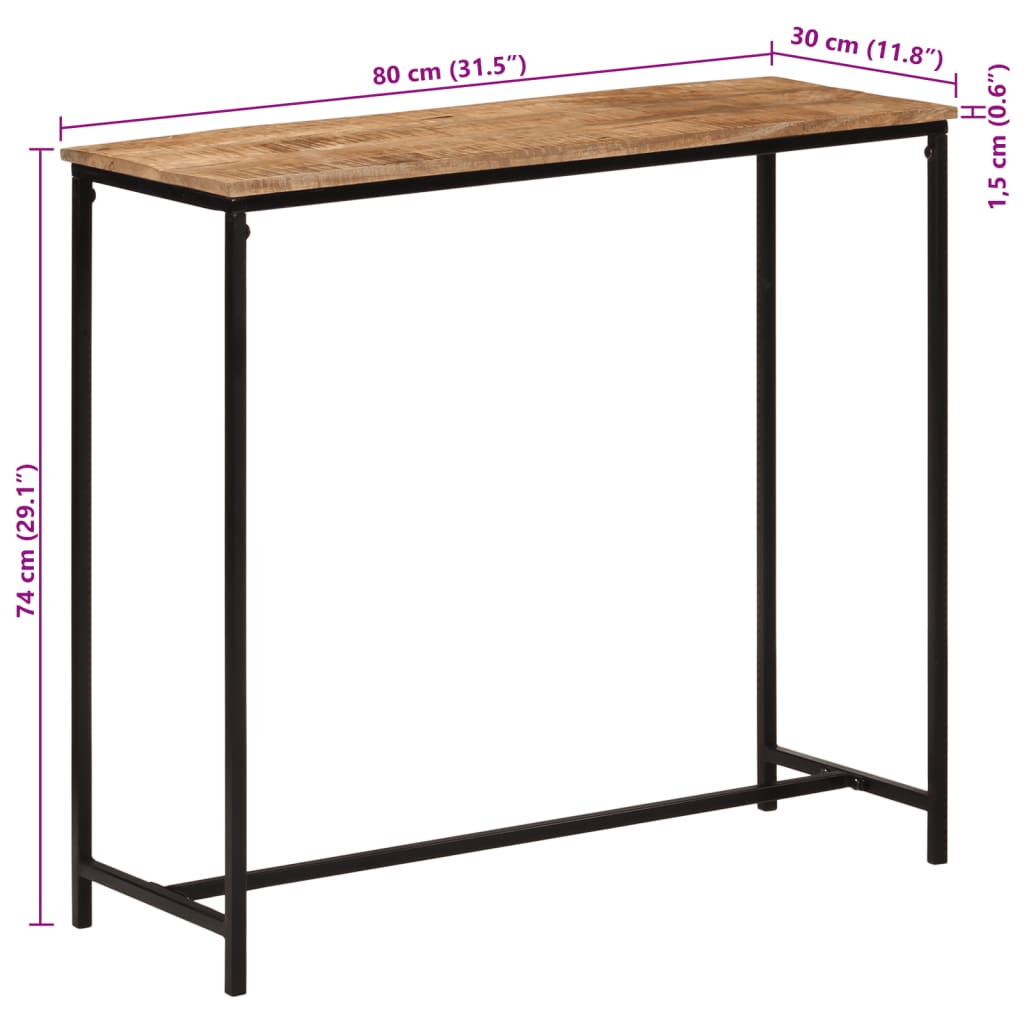 Konsollbord 80x30x74 cm heltre mango og jern