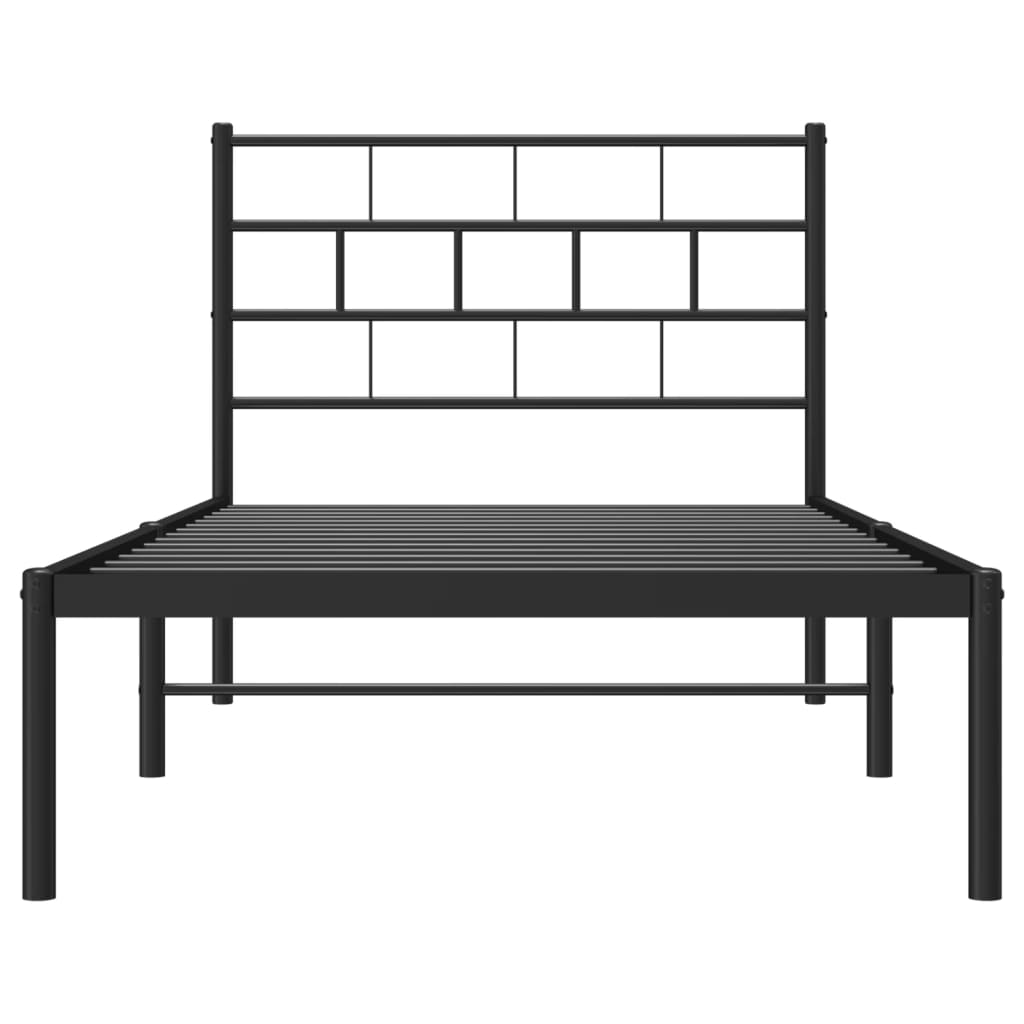 Sengeramme i metall med hodegavl svart 100x190 cm