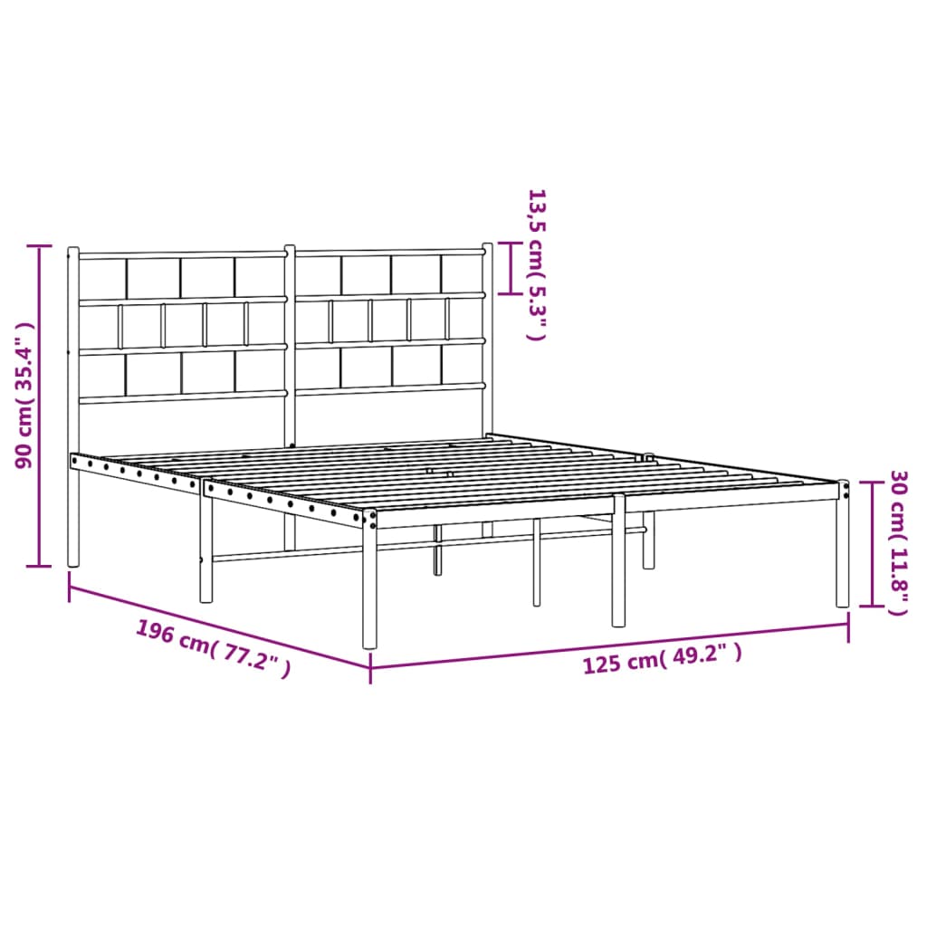 Sengeramme i metall med hodegavl svart 120x190 cm