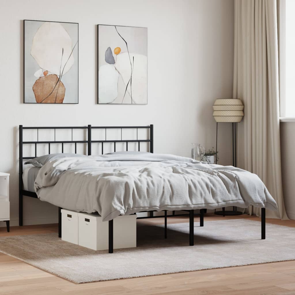 Sengeramme i metall med hodegavl svart 140x190 cm