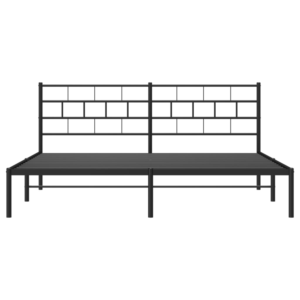 Sengeramme i metall med sengegavl svart 180x200 cm