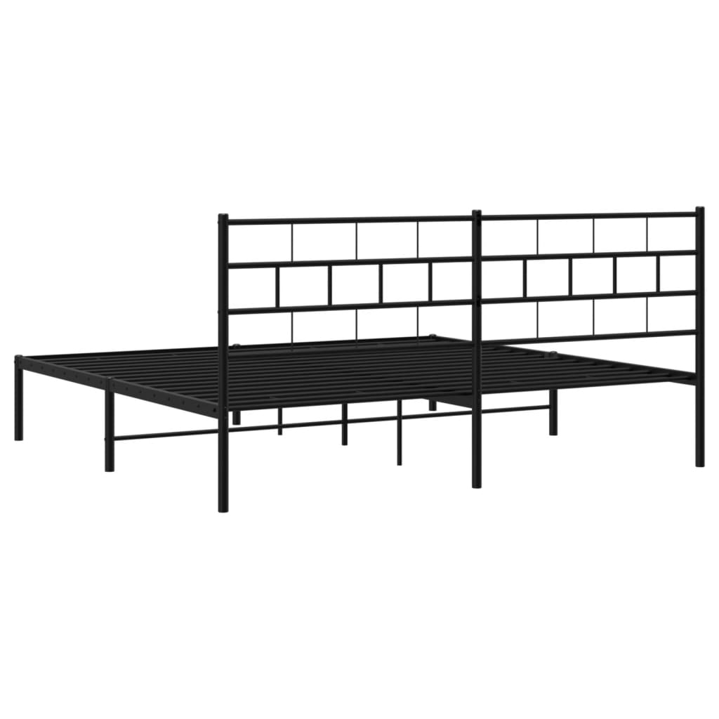 Sengeramme i metall med sengegavl svart 180x200 cm
