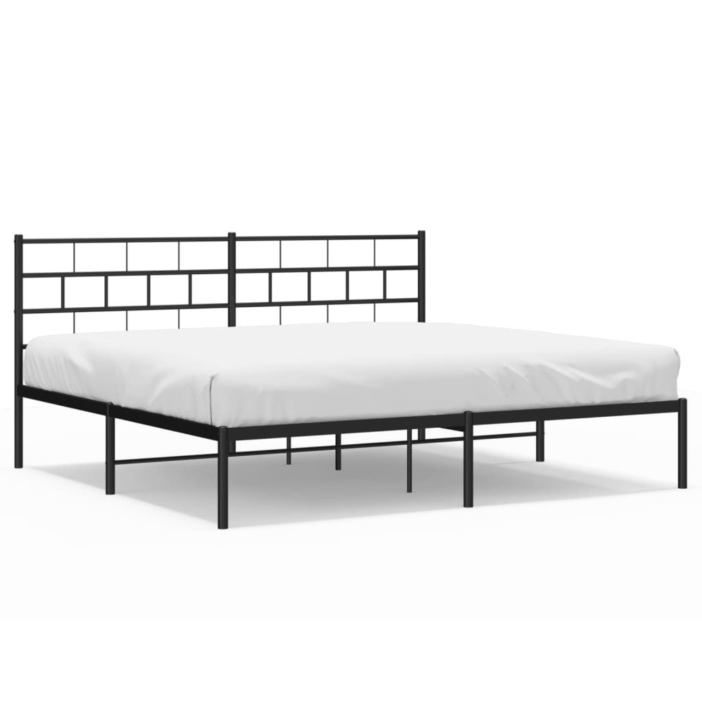 Sengeramme i metall med sengegavl svart 183x213 cm
