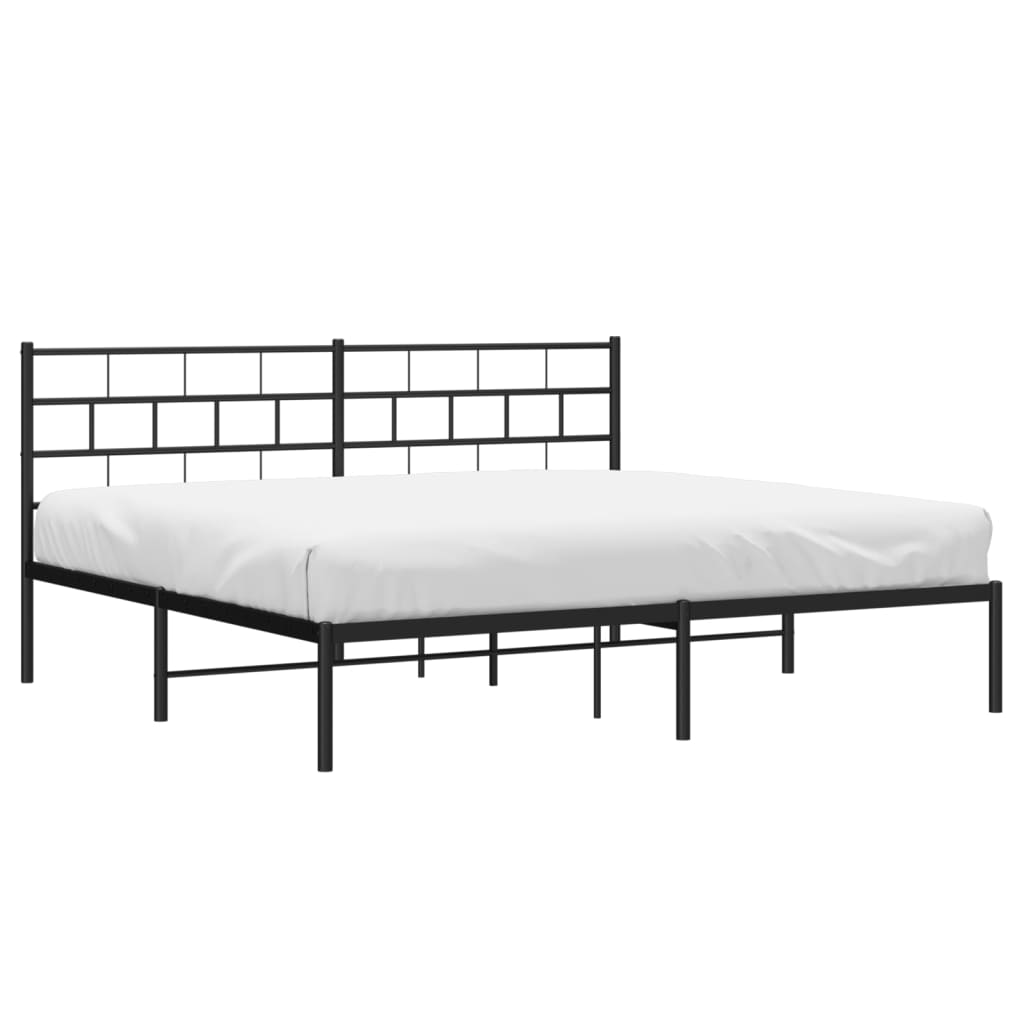 Sengeramme i metall med sengegavl svart 183x213 cm