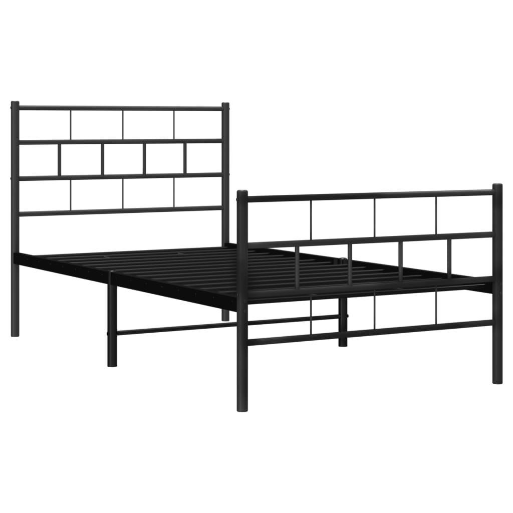 Sengeramme i metall med hode- og fotgavl svart 80x200 cm