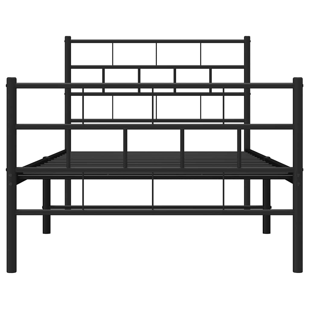Sengeramme i metall med hode- og fotgavl svart 100x190 cm