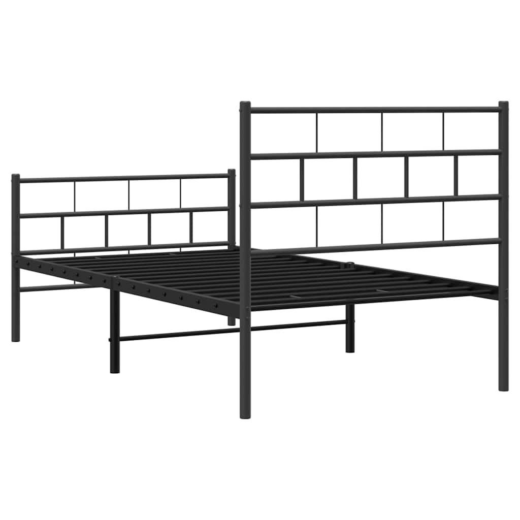 Sengeramme i metall med hode- og fotgavl svart 100x200 cm