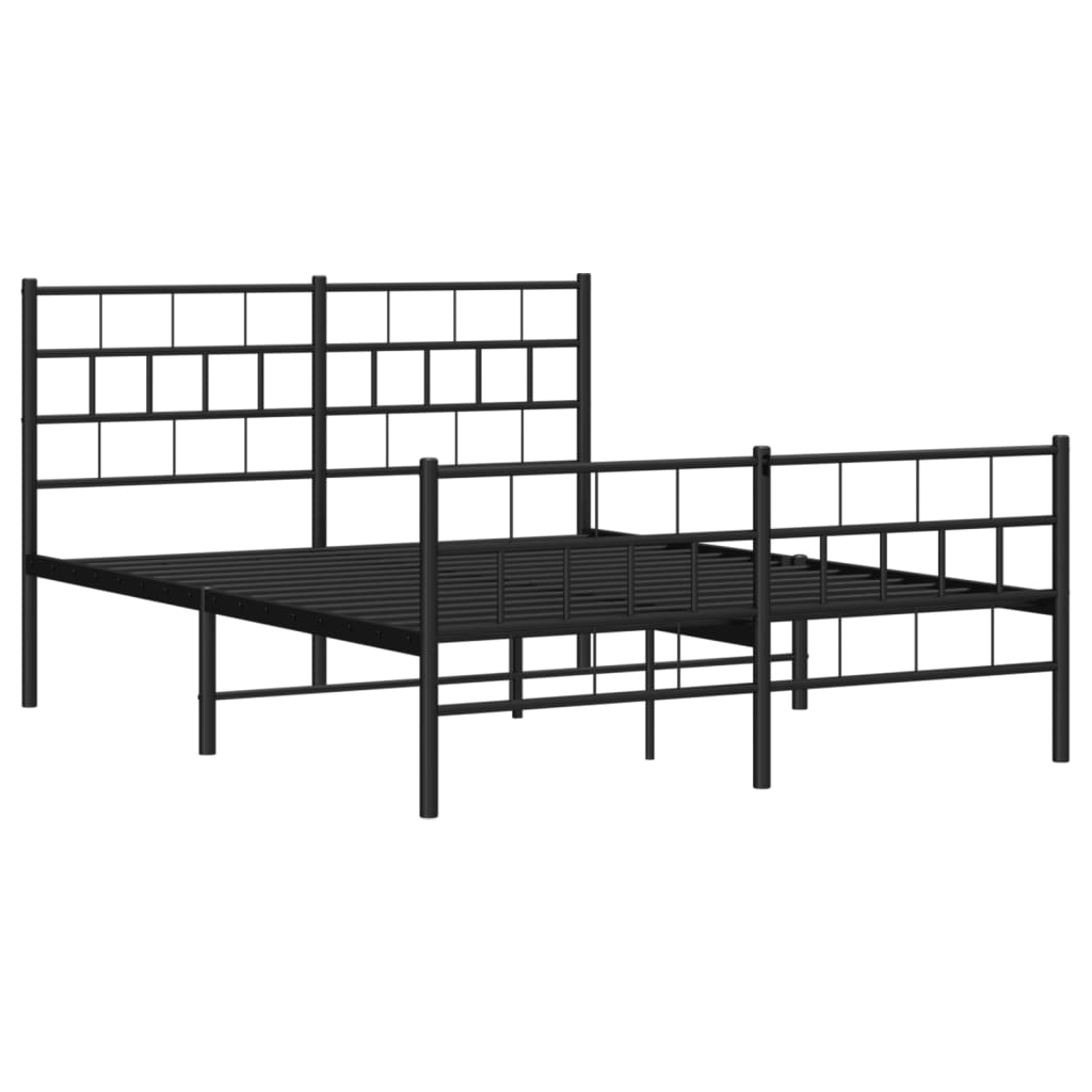 Sengeramme i metall med hode- og fotgavl svart 120x200 cm