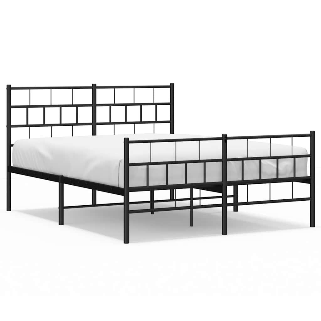Sengeramme i metall med hode- og fotgavl svart 150x200 cm