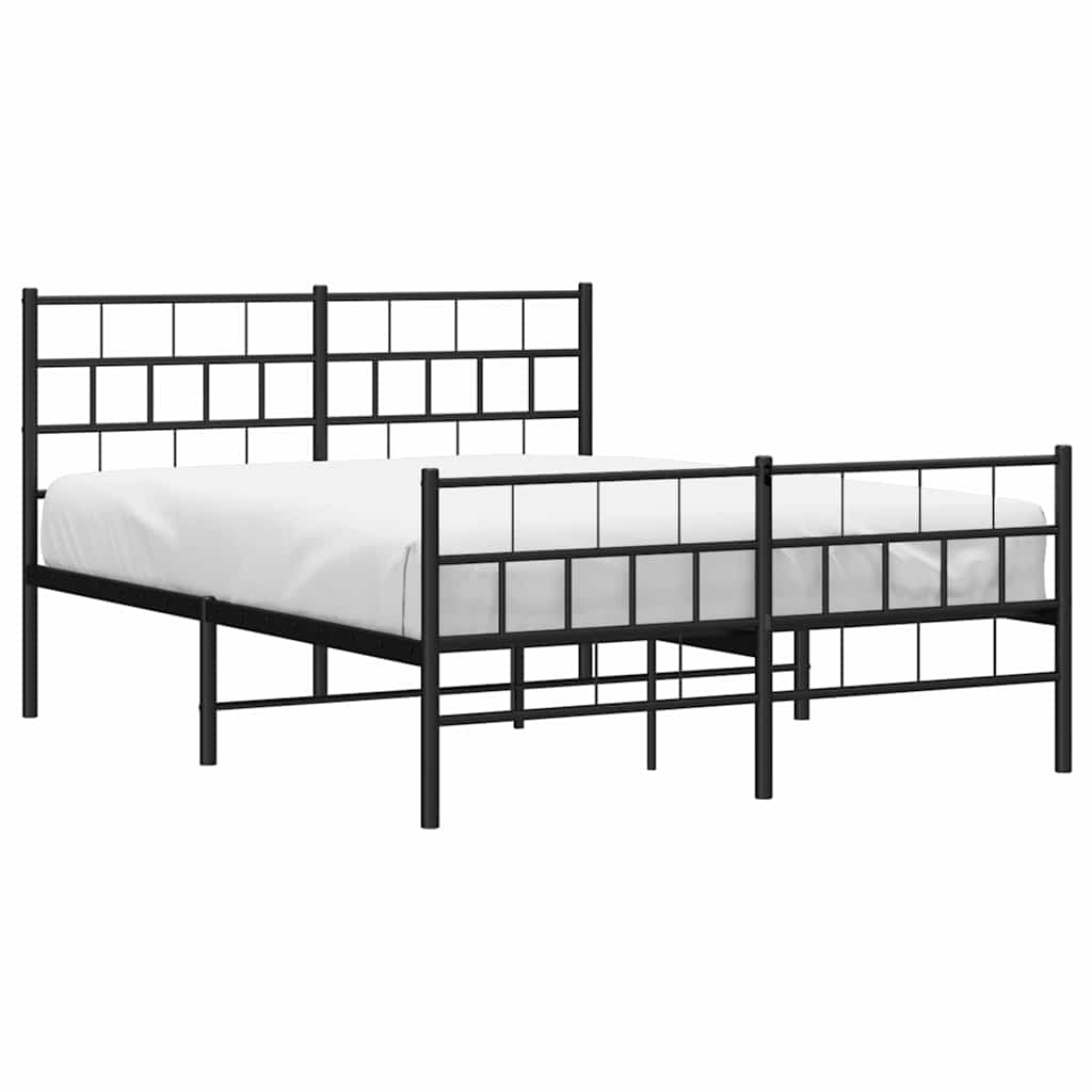 Sengeramme i metall med hode- og fotgavl svart 150x200 cm